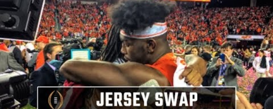 Former high school teammates Markail Benton and Justyn Ross swap jerseys